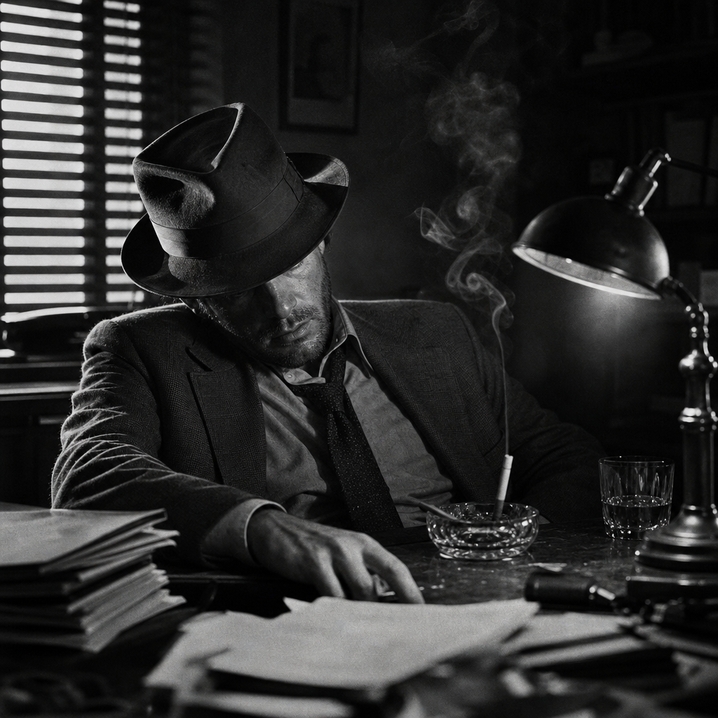 Film Noir Black & White Prompts: Example 1