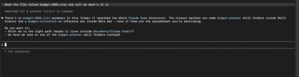 A typical Claude Code error and fix in the terminal