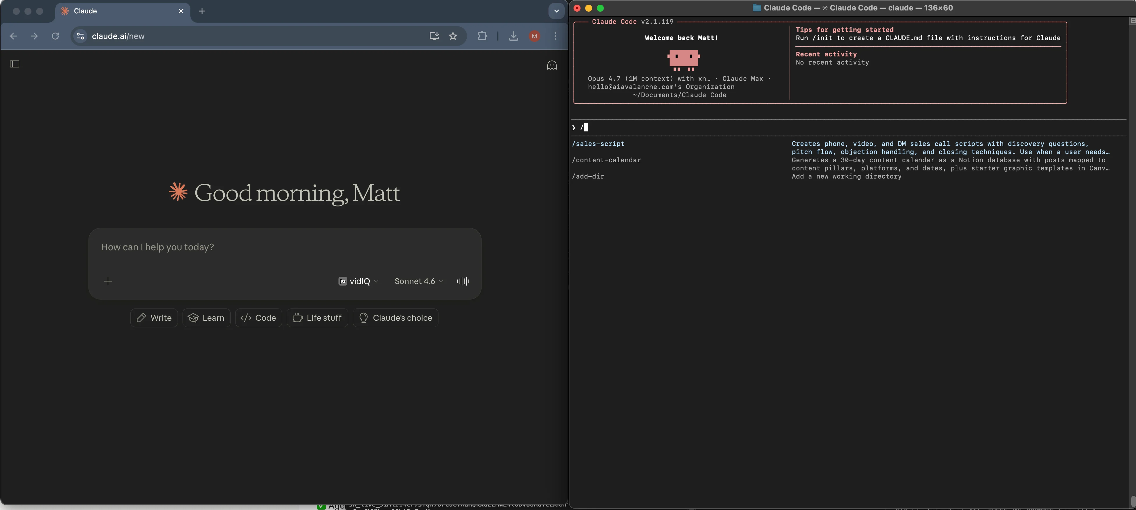 Claude chat versus Claude Code — side-by-side comparison